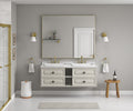 60*23*21In Wall Hung Doulble Sink Bath Vanity Cabinet Only In Bathroom Vanities Without Tops Khaki Abs Steel Q235 Wood Pvc