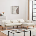 Convertible Sectional Sofa Sleeper, Right Facing L Shaped Sofa Counch For Living Room Chaise Ivory Foam Fabric