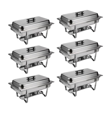 Buffet Catering Dish For Home And Outdoor 6 Pcs Sets Silver Stainless Steel