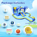 6 In1 Inflatable Slide Water Park Trampoline Bouncing House Outdoor Garden With Dolphin Sprinkler & Target Games & Water& Basketball Multicolor Oxford Fabric