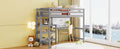 Twin Size Wooden Loft Bed With Shelves, Desk And Writing Board Gray Gray Solid Wood Mdf