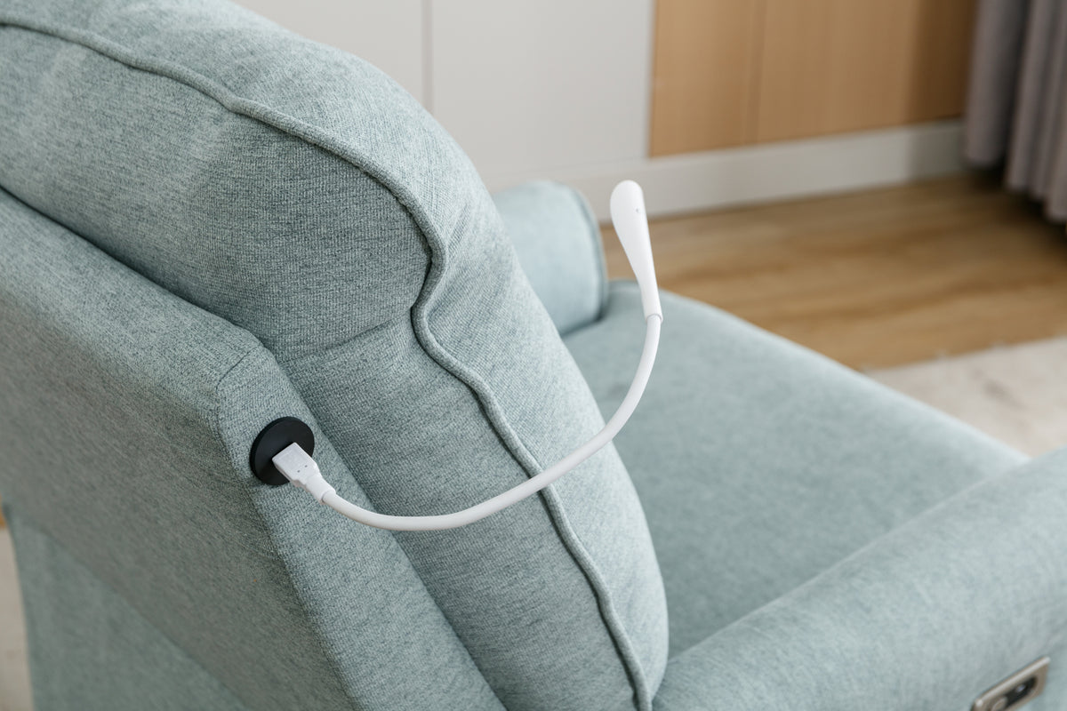 Reclining Chair 270 Degree Swivel Recliner Chairs With Usb Port, Side Pocket And Touch Sensitive Lamp For Living Room, Bedroom, Lotus Green Green Linen