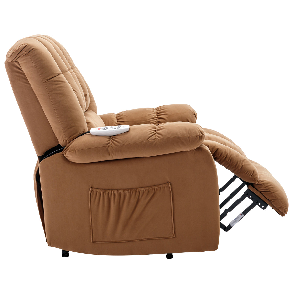 Massage Recliner Chair Electric Power Lift Recliner Chairs With Heat, Vibration, Side Pocket For Living Room, Bedroom, Light Brown Light Brown Velvet