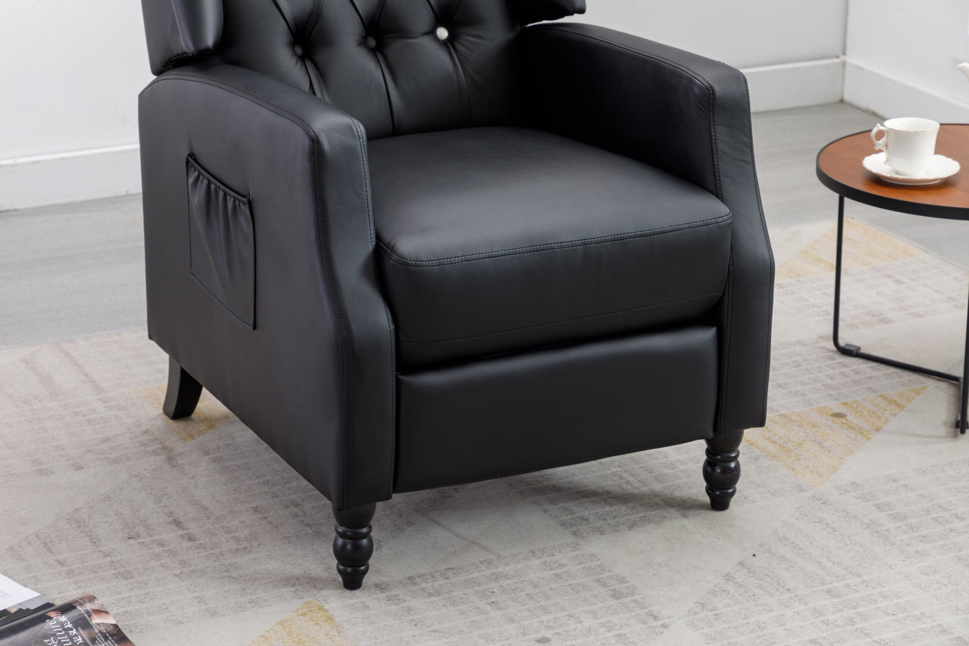 Coolmore Modern Comfortable Upholstered Leisurechair Recliner Chair For Living Room Black Primary Living Space Rubberwood Foam Pu Leather