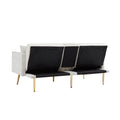 Cream White Velvet Futon Sofa Bed With Gold Metal Legs Cream White Velvet Wood Tufted Back Eucalyptus Square Arms Foam Velvet 2 Seat