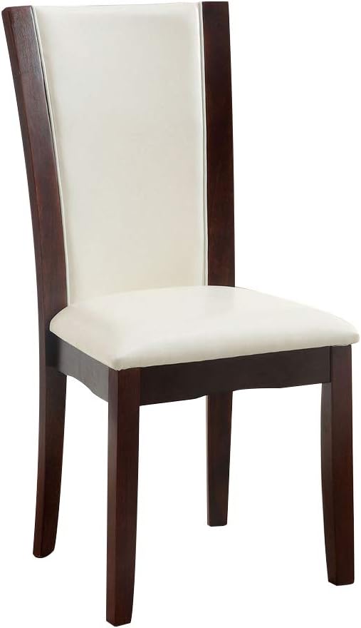 Style Comfort Contemporary 2Pcs Side Chairs Dark Cherry And Whitecushion Seat Kitchen Dining Room Furniture White Brown Dining Room Contemporary,Modern Dining Chairs Solid Back Solid Wood