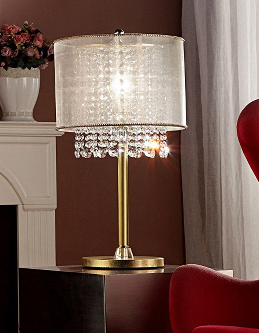 30" Tall Metal Table Lamp "Bhavya" With Gold Finish, White Shade Gold Metal