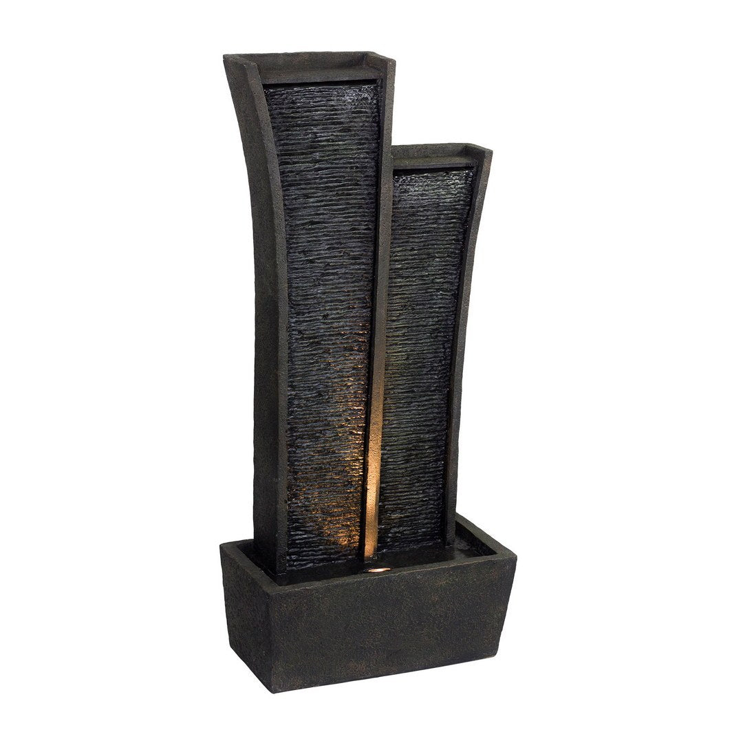 41.5" Tall Polyresin Indoor Outdoor Fountain With Led Light, Tower Design Grey Polyresin
