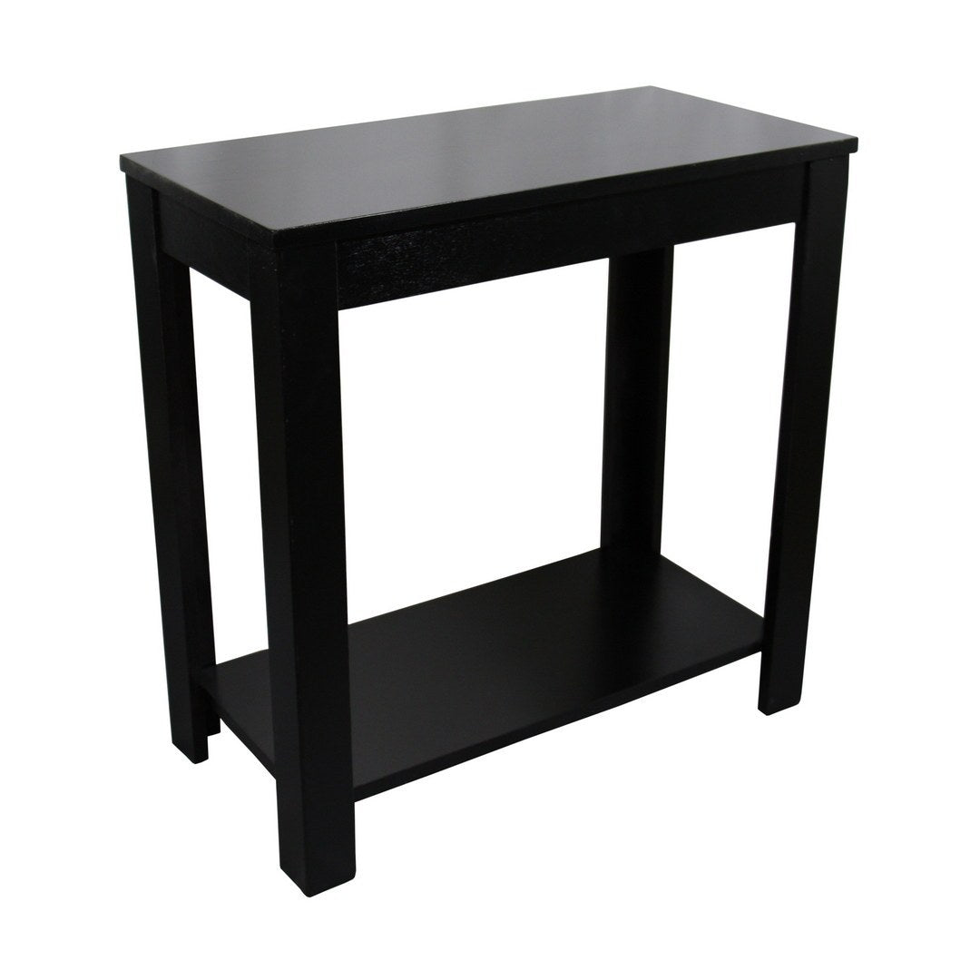 24" Tall Wooden End Table With Black Finish Black Wood