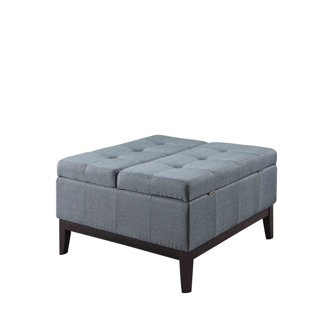 18" Tall Dual Lift Coffee Table With Storage, Blue And Gray Blue Wood