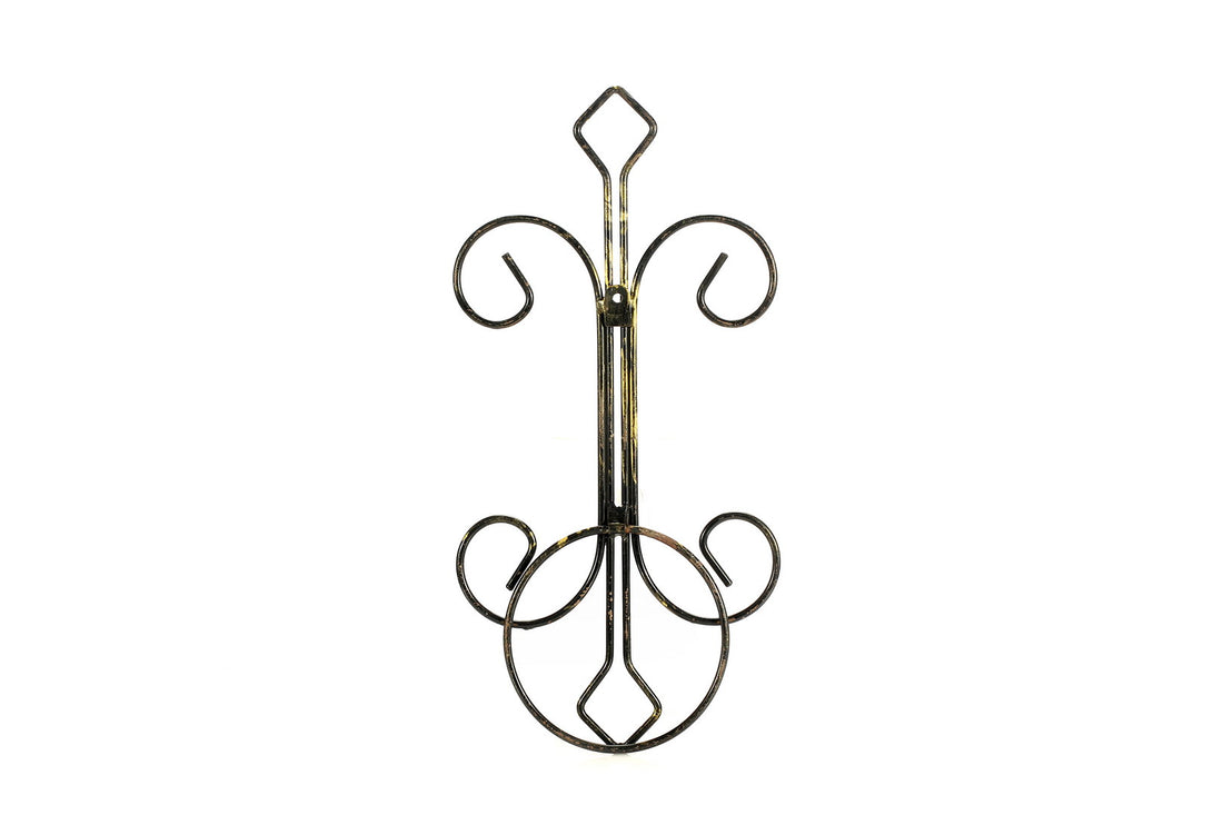 16" Single Pot Black Gold Cast Metal Crest Wall Planter Decoration Multicolor Metal