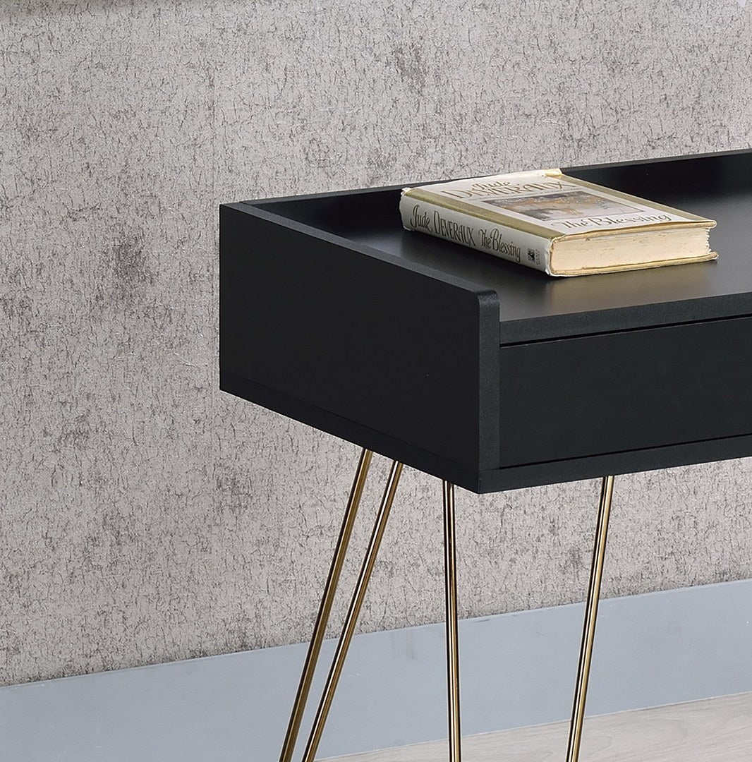 23.5" Black Allen Mid Century Accent Table W Copper Hairpin Legs Multicolor Mdf