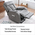 Electric Power Lift Recliner Chair For Elderly, Fabric Recliner Chair For Seniors, Home Theater Seating,Living Room Chair,Side Pocket, Remote Control,Light Gray Light Brown Wood Primary Living Space Heavy Duty Rubberwood Light Gray Polyester Power Remote