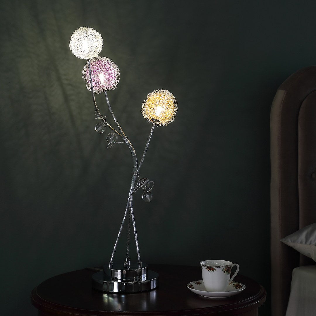 28" In 3 Aluminum Led Zeus Metal Table Lamp Silver Metal
