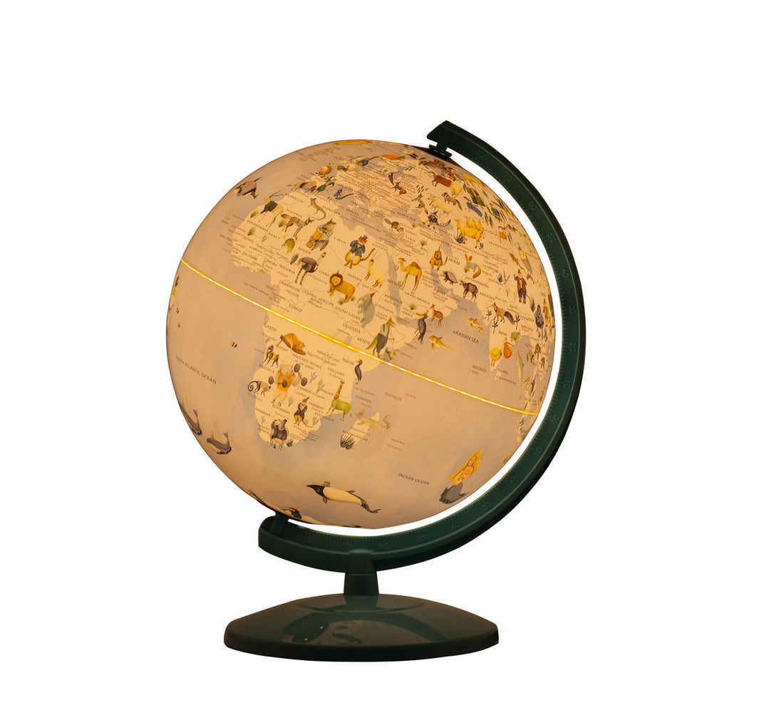 12.75" Animals Atlas World Globe Night Light Blue Acrylic