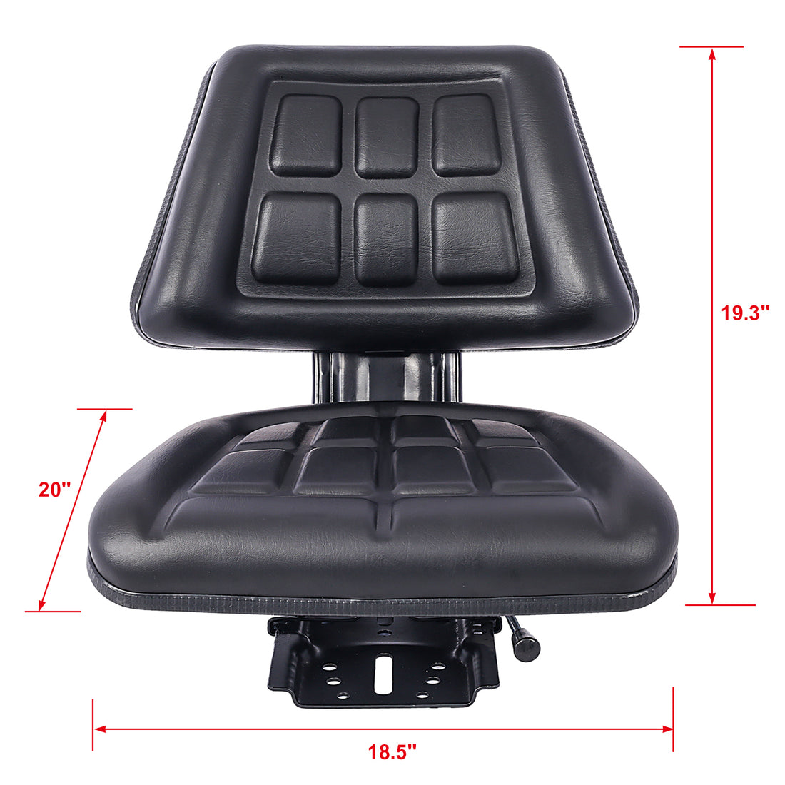 Tractor Seat W Backrest Black Slide Track Steel Pvc Compact Mower Black Steel