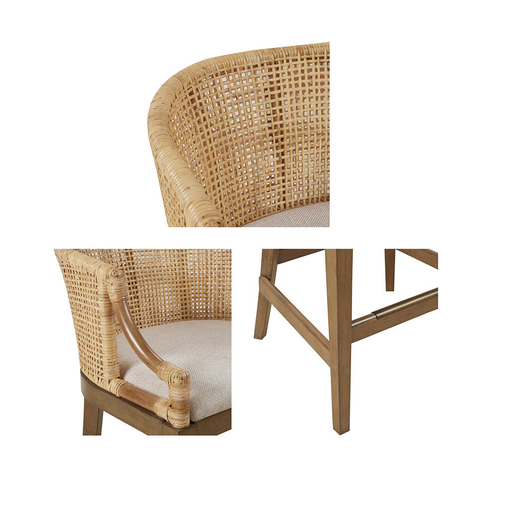 Handcrafted Rattan Counter Stool 25" H Natural Polyester
