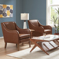 Faux Leather Accent Chair Brown Polyester