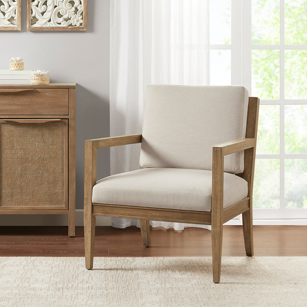 Upholstered Accent Armchair Ivory Polyester