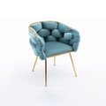 Luxury Modern Simple Leisure Velvet Single Sofa Chair Bedroom Lazy Person Household Dresser Stool Manicure Table Back Chair Blue Blue Velvet