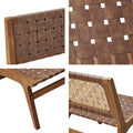 Faux Leather Woven Accent Chair Brown Polyester