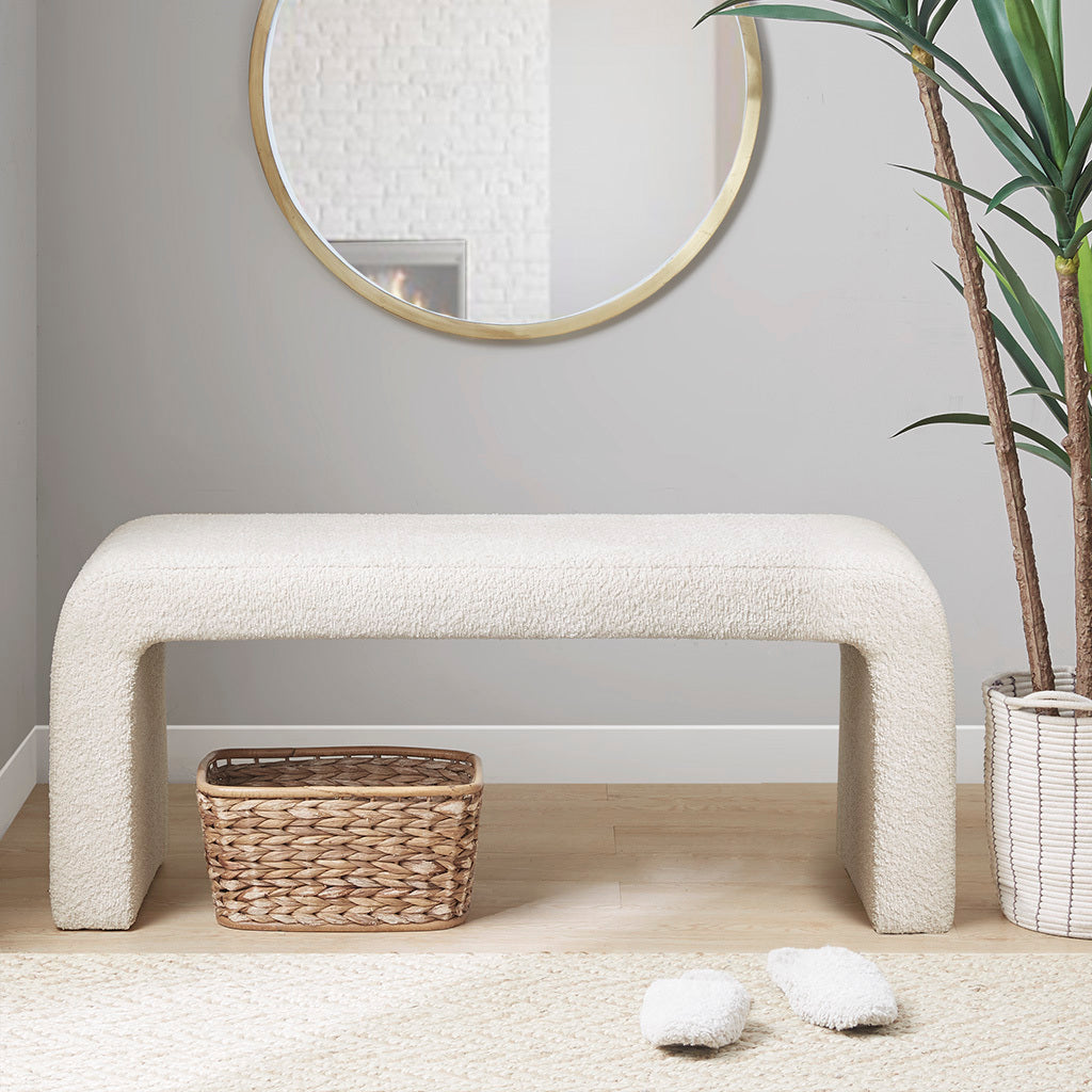 Boucle Waterfall Bench Cream Polyester
