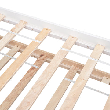 Twin Bed With Trundle, Platform Bed Frame With Headboard And Footboard, For Bedroom Small Living Space,No Box Spring Needed,White Old Sku:W50422211 Twin White Pine