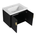 28 Inch Soft Close Doors Bathroom Vanity With Sink, For Small Bathroom, Kd Packing Black Chestnut 2 Bathroom Wall Mounted Modern Plywood
