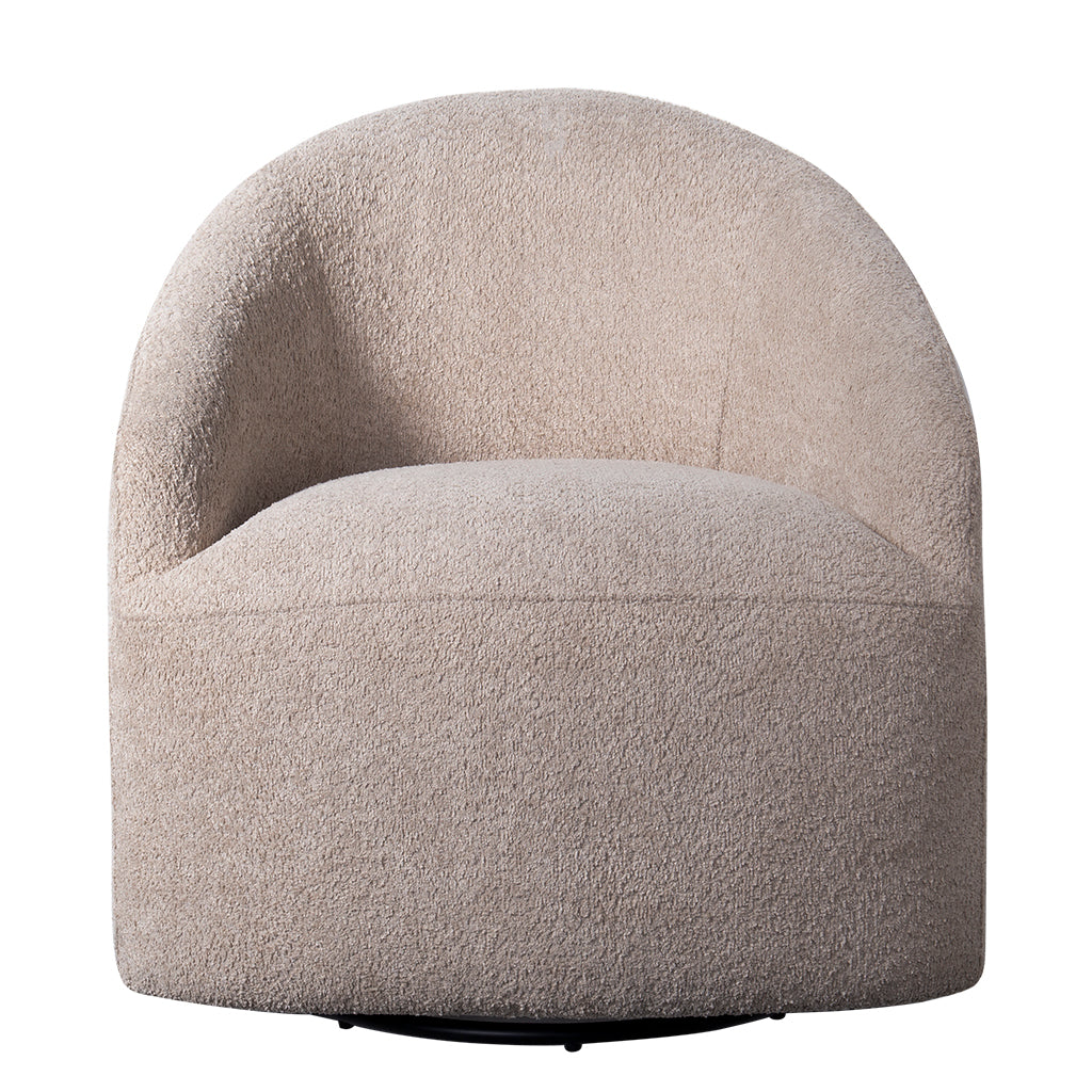 Upholstered 360 Degree Swivel Chair Beige Polyester