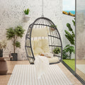 Outdoor Garden Rattan Egg Swing Chair Hanging Chair Wood Yes Complete Patio Set Khaki Yellow Uv Resistant Frame Water Resistant Cushion Garden & Outdoor American Design Complete Patio Sets