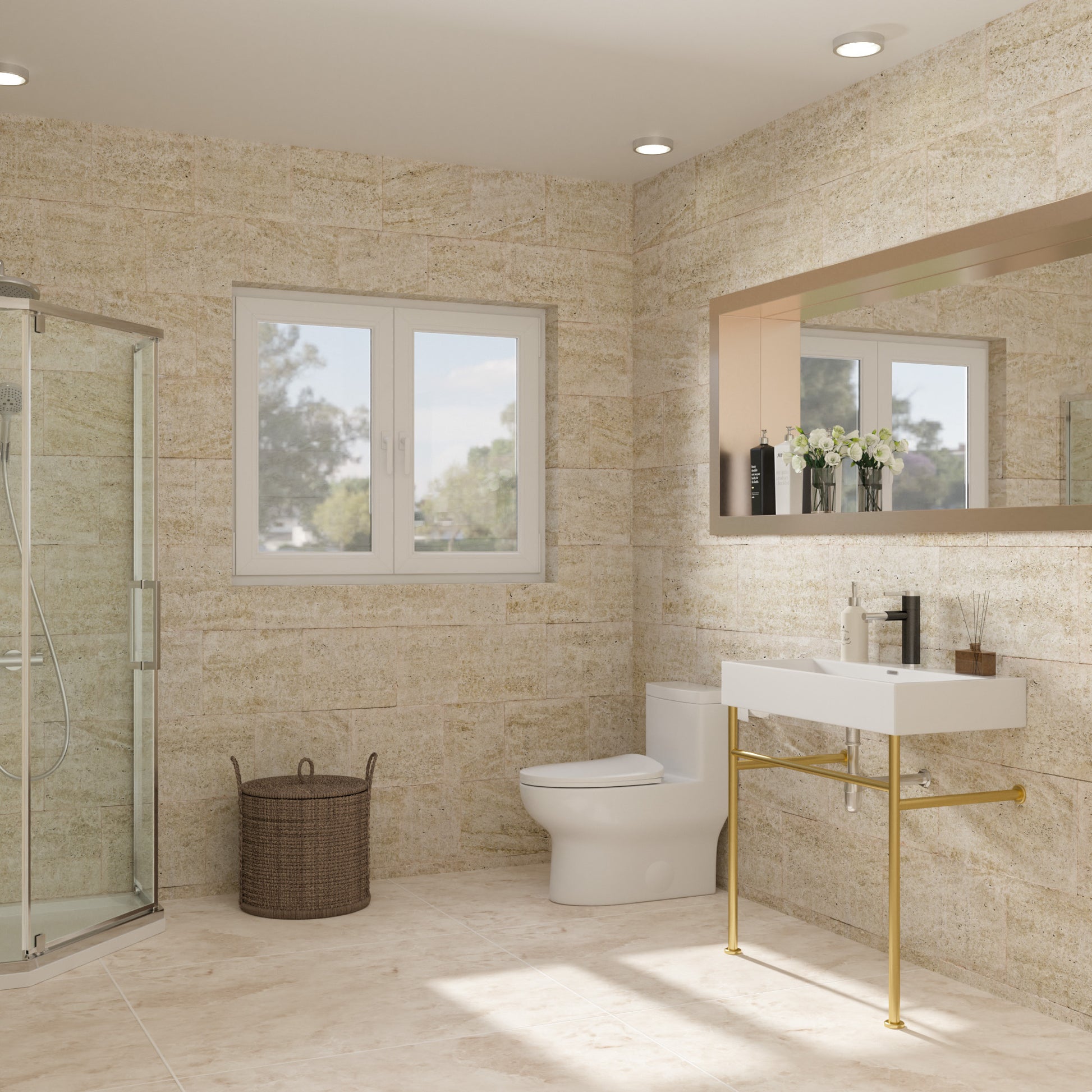 30" Bathroom Console Sink With Overflow,Ceramic Console Sink White Basin Gold Legs White Ceramic