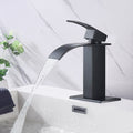 Waterfall Spout Bathroom Faucet,Single Handle Bathroom Vanity Sink Faucet Matte Black Stainless Steel