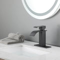 Waterfall Spout Bathroom Faucet,Single Handle Bathroom Vanity Sink Faucet Matte Black Stainless Steel