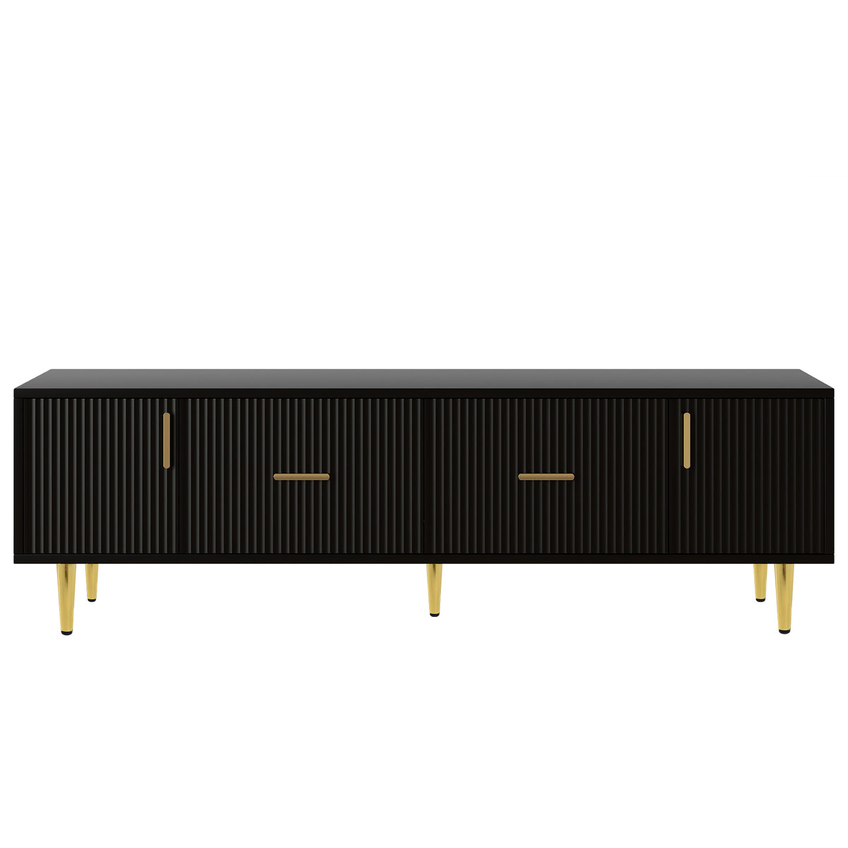 Modern Tv Stand With 5 Champagne Legs Durable, Stylish And Spacious, Tvs Up To 75'' Black 70 79 Inches Mdf