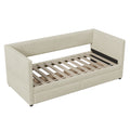Twin Size Corduroy Daybed With Two Drawers And Wood Slat, Beige Beige Corduroy