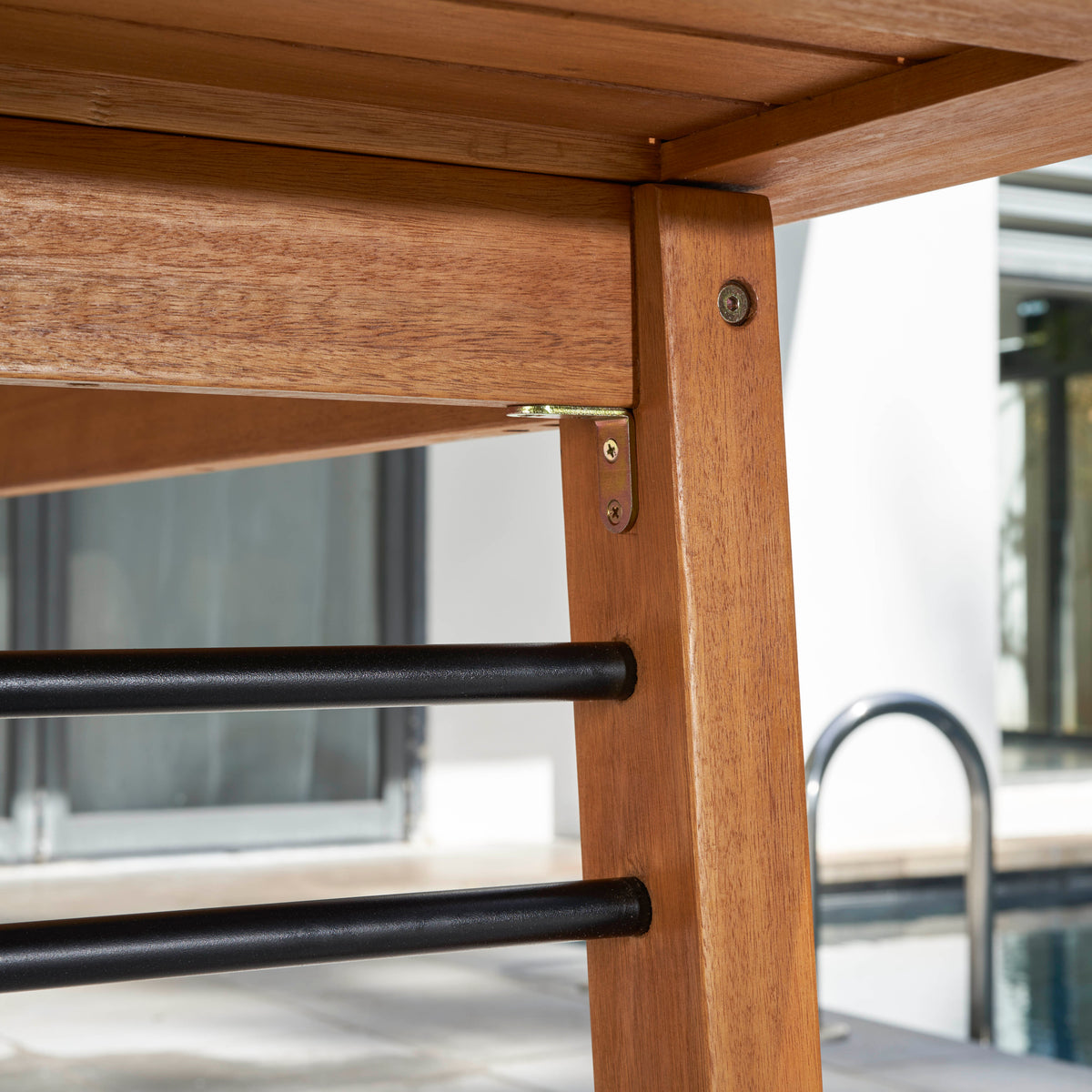 Carlton Honey Wood Patio Wood Dining Table Light Brown Wood Eucalyptus