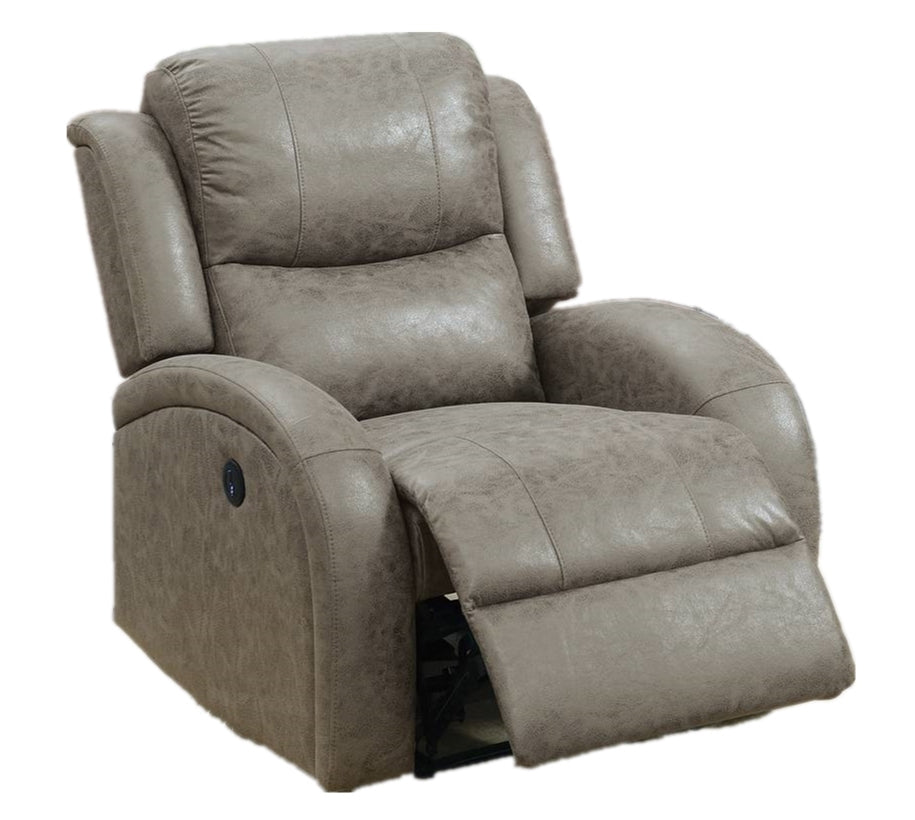 Power Recliner In Stone Gray Leather