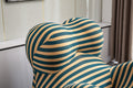Barrel Chair With Ottoman, Mordern Comfy Stripe Chair For Living Room 3 Colors, 2 Size , Bule & Yellow Stripe And Large Size Yellow Foam Polyester