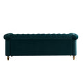 Chesterfield Velvet Sofa 84.65 Inch For Living Room Green Color Green Velvet Wood Primary Living Space Tufted Back Modern Rolled Arms Foam Velvet 3 Seat