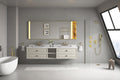 96In. W X 23 In. D X21 In. H Double Bath Vanity In With White Carrara Top With White Sink Khaki Abs Steel Q235 Wood Pvc