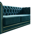 Chesterfield Velvet Sofa 84.65 Inch For Living Room Green Color Green Velvet Wood Primary Living Space Tufted Back Modern Rolled Arms Foam Velvet 3 Seat