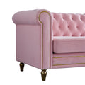 Chesterfield Velvet Sofa 84.65 Inch For Living Room Pink Color Pink Velvet Wood Primary Living Space Tufted Back Modern Rolled Arms Foam Velvet 3 Seat