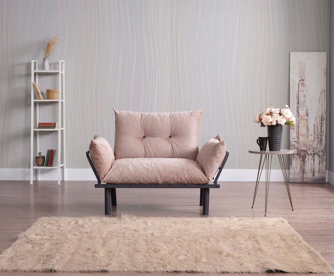 Sona Futon Beautiful Seat Beige Metal Metal