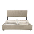 Full Upholstered Platform Bed With Lifting Storage, Full Size Bed Frame With Storage And Tufted Headboard,Wooden Full Platform Bed For Kids Teens Adults,No Box Spring Needed,Light Beige Box Spring Not Required Full Light Beige Wood Bedroom American