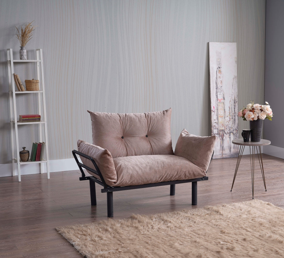 Sona Futon Beautiful Seat Beige Metal Metal