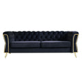 Modern Tufted Velvet Sofa 87.4 Inch For Living Room Black Color Black Velvet Wood Primary Living Space Tufted Back Modern Flared Arms Foam Velvet 2 Seat