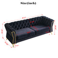 Modern Tufted Velvet Sofa 87.4 Inch For Living Room Black Color Black Velvet Wood Primary Living Space Tufted Back Modern Flared Arms Foam Velvet 2 Seat