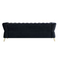 Modern Tufted Velvet Sofa 87.4 Inch For Living Room Black Color Black Velvet Wood Primary Living Space Tufted Back Modern Flared Arms Foam Velvet 2 Seat