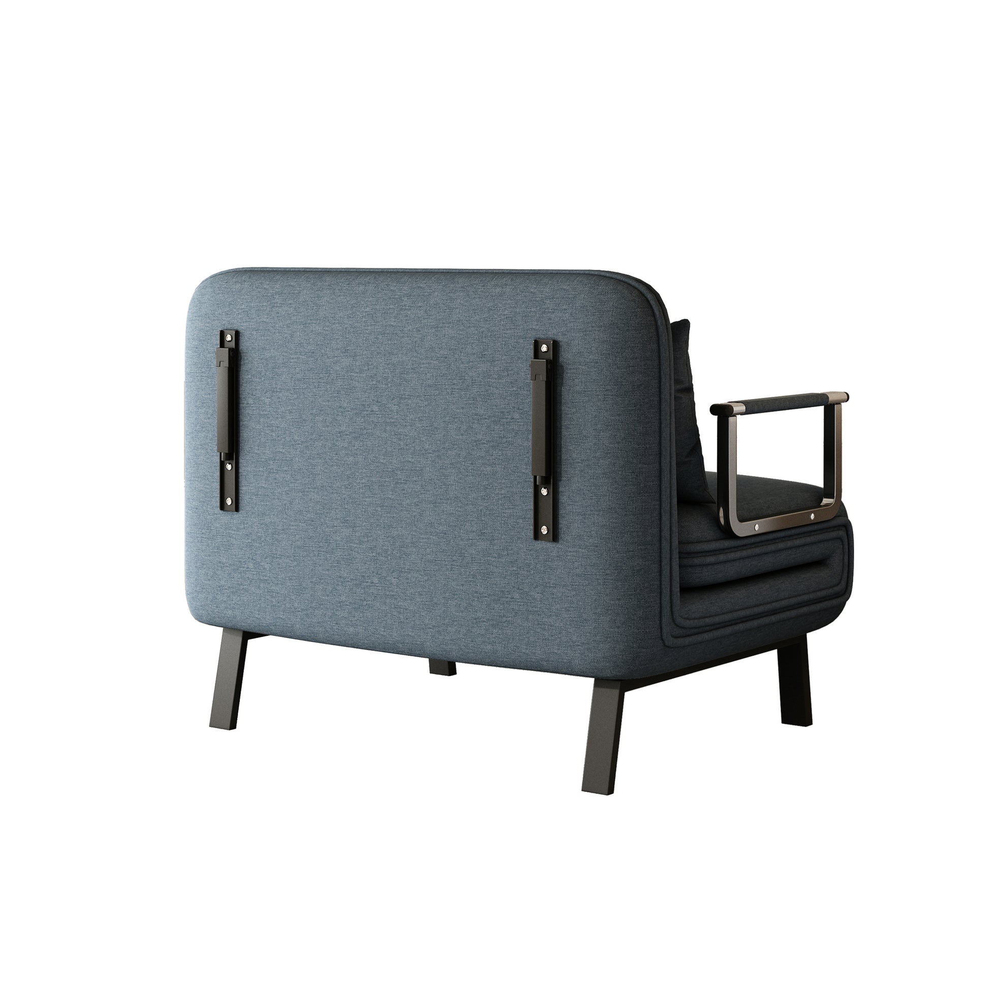 39 Convertible Chair Bed, Tri Fold Sofa Bed With Adjustable Backrest & Pillow, Leisure Chaise Lounge Couch With Sturdy Steel Frame For Home & Office, Comfortable Sleeper Chair Blue Grey Velvet Contemporary Polyurethane Foam Metal 2 Seat