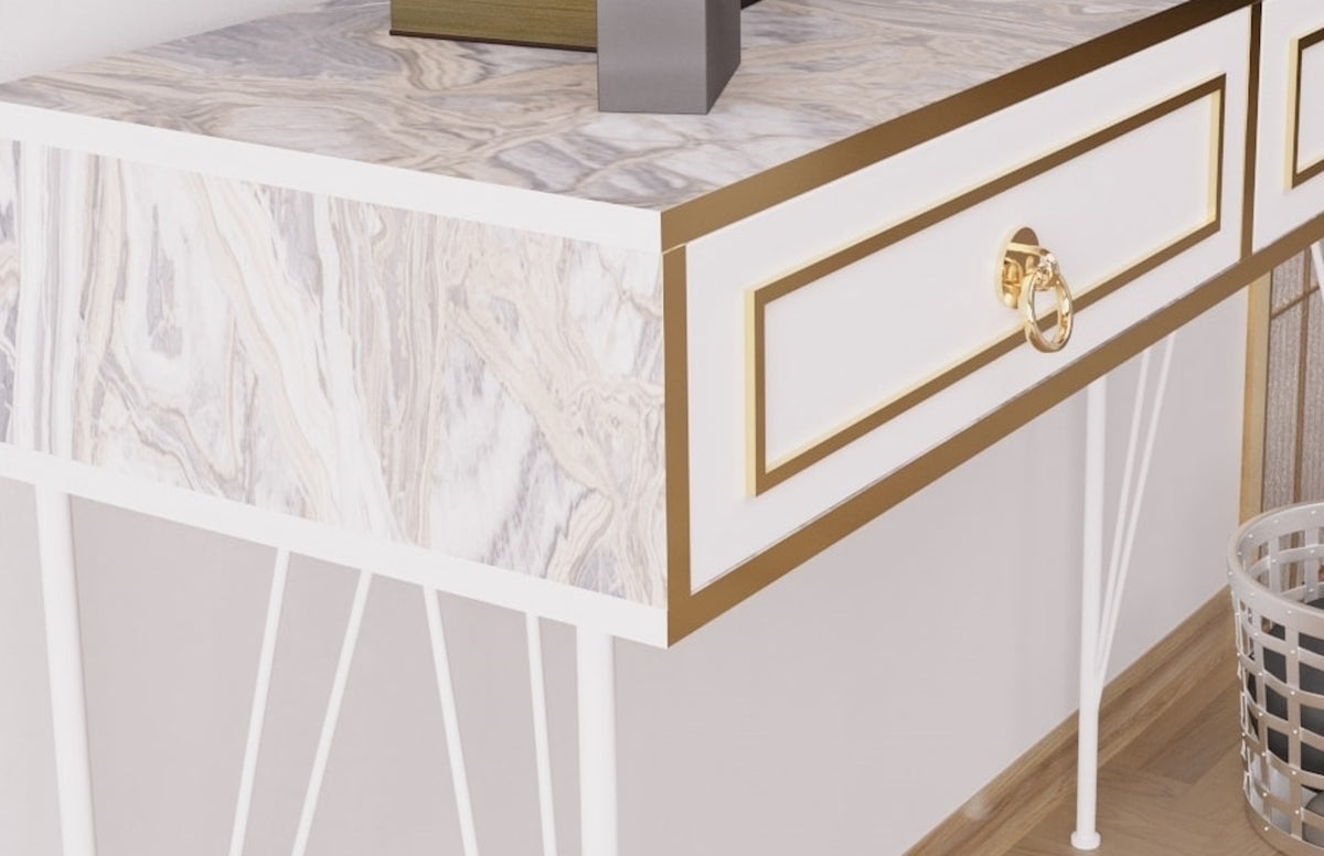 Ardeno Metal Legs Wood Base Console Table White Wood